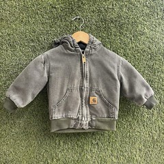 Vintage Carhartt Toddler 2T YTJ130 MOS Canvas Jacket Quilted Hooded Green Baby