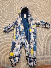 Patagonia Baby Reversible Puff-Ball Bunting Snowsuit 0-3M Months Turquoise Trees