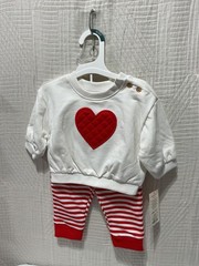 Off white heart sweatshirt with red stripe pant