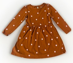 Simple Joys by Carter’s Girls’ Long-Sleeve Brown Pink Dot Dress 5T