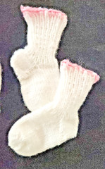 Beautifully handmade, white &pink knitted layette set for an infant 6-9 Mos