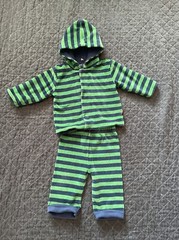 Smart close magnificent baby 6-12m Velour Green & Blue 2Pc Set Jacket & Pants