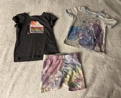 Size 3T Frozen And Birthday Cake T-shirts With Tie Die Shorts