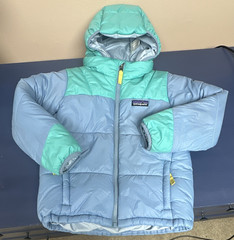 Patagonia Kids Hooded Insulated Puffer Jacket Colorblock Blue/Green 5T