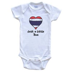 Just A Little Thai Thailand Flag Heart One Piece Baby Bodysuit