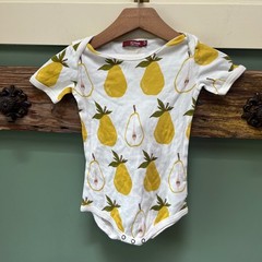 Milkbarn Baby Yellow Pear Print Short Sleeve Bodysuit White 12-18 Months