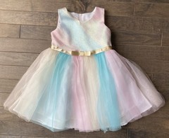 Bonnie Jean Toddler Girls 2T Sparkly Pastel Rainbow Tulle Party Dress Princess