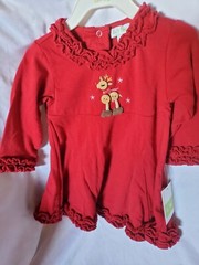Le Top Reindeer Ruffle Girls Dress Choose Size New with Tags