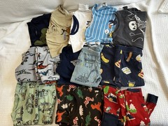 Boys Pajama Lot 18–24 Months – 12 Pieces 🚜🦖🎄 Good Conditions