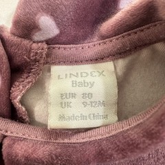 Lindex Heart Print Velour Dress Baby Girl 9-12M Mauve Peter Pan Collar Coquette