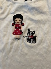 Gymboree NWT Girl’s 2T White T Top with Girls Walking Dog Applique