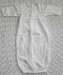 Cuclie White Embroidered Full Pink Flowers Baby Gown 100% Pima Cotton Size 0-3M