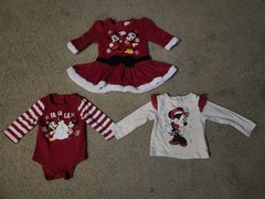 Disney Baby Mickey and Minnie Mouse Christmas Clothes 9-12/12 Months Holidays
