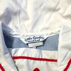 Vintage Boy Nautical Striped Sailor Romper 12 Months Zip Up Button Yoke