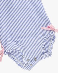 Ruffle Butts Seersucker One-Piece Rashguard Swimsuit NWOT 3-6 months