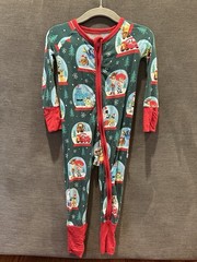 Disney Little Sleepies Pixar Christmas One Piece Pajama Green 6-12 Months Zipper