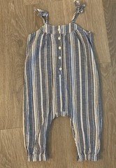 7 For All Mankind Girl’s Size 6-9 Months Blue & White Striped Comfy Jumpsuit