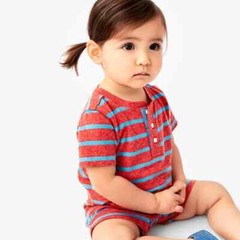 Baby Heathered Henley Shortie in stripe Orange $18.50 Value Now 12.95 Free Ship