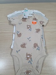 New Carter’s 3 Pack Baby 3 Mo. Unisex Kuala Stripes Leaves Snap Bottom Bodysuits