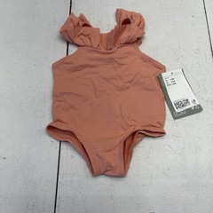 H&M Pink Textured Ruffle Strap One Piece Swimsuit Infant Girls Size 3-6 Months