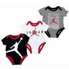 JORDAN NIKE Baby Bodysuit 3-Pack Jumpman Wave BABY SIZE 9M Carbon Heather NWT