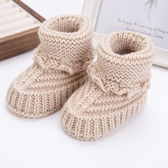 2pcs/pair Baby Knit Socks 0-12m Solid Cochet Walking Socks Ins Cream Solid Color