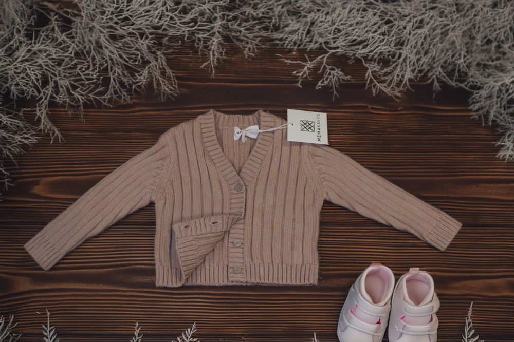Brand New Mema Knits Ribbed Cardigan Dusty Pink Sweater 24 Month, Baby, Toddler