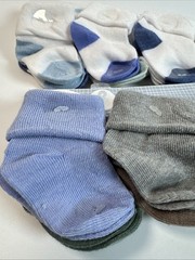 14 Pairs of Newborn Baby Socks 0-6 Months Capelli Oeko-Tex White Green Brown NEW