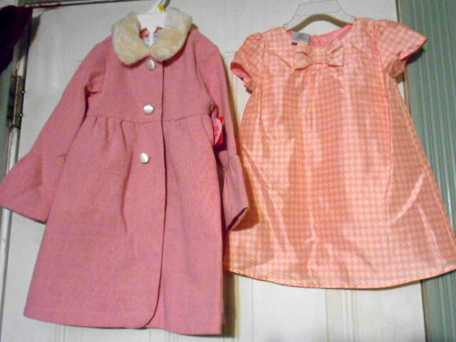 HOLIDAY EDITIONS 2 PC GIRLS 3T – DRESS/COAT PINK W/FAUX FUR TRIM NWT