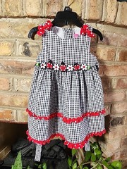 Girls GOODLAD black white red seersucker dress 3T ladybug summer daisy Ruffles