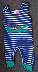 Navy Blue White Stripe Infant One Piece Outfit Green Alligator Size 3-6 M NEW