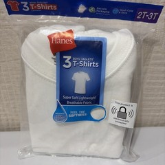 Hanes T-Shirts 3 Tagless Undershirts Toddler Boys Size 2T/3T White Brand New