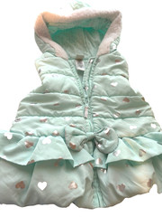“Little Me” Girls Mint Green Hooded Vest Jacket w/silver Hearts Size 2T