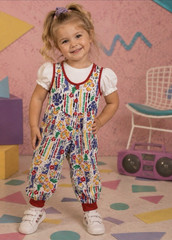 Vintage Y2K Toddler Girl 2pc Outfit Set 3T Multicolored floral NWT jumpsuit USA
