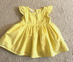 WonderKids Baby Girls Dress Yellow Chenille Dots Sleeveless Size 12 Months