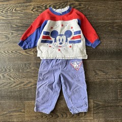 Vintage Mickey Mouse Kids Two Piece Outfit Unknown Size Sweater Pants