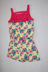Toddler Girls Shorts Romper YELLOW w/ TROPICAL FLOWERS Coral Blue Green SIZE 2T