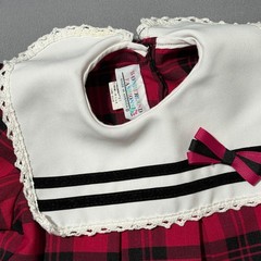 Toddler 2T Red Black Plaid Puff Sleeve Dress Peter Pan Collar Bow