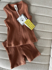 Kate Quinn Organic Ribbed 2pc Sleeveless Tank & Shorts Set 18-24 Months NEW