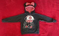 Disney Parks Toddler Girl’s Long Sleeve Black “Minnie Mouse” Body Hoddie Sz: XS