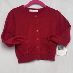 Red Couture Princess Girls 4T Sweater w/ Beaded Heart Pockets ❤️👑 (NWT)