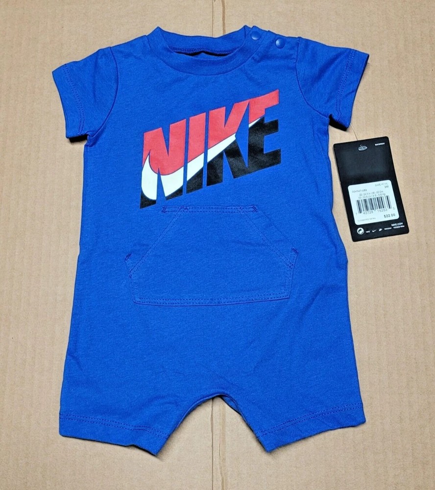 New Nike Unisex Boys Girls Baby Romper Infant Toddler Game Royal Blue 9 Months