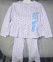 Member’s Mark Girls 2-Piece Playwear Pants Set Purple Hearts Long Sleeve 4T