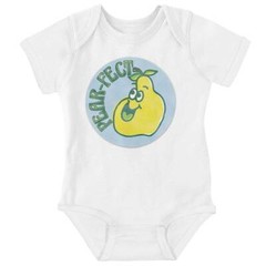 Funny Vintage Pear-Fect Fruit Pun Sticker Newborn Baby Boy Girl Infant Romper
