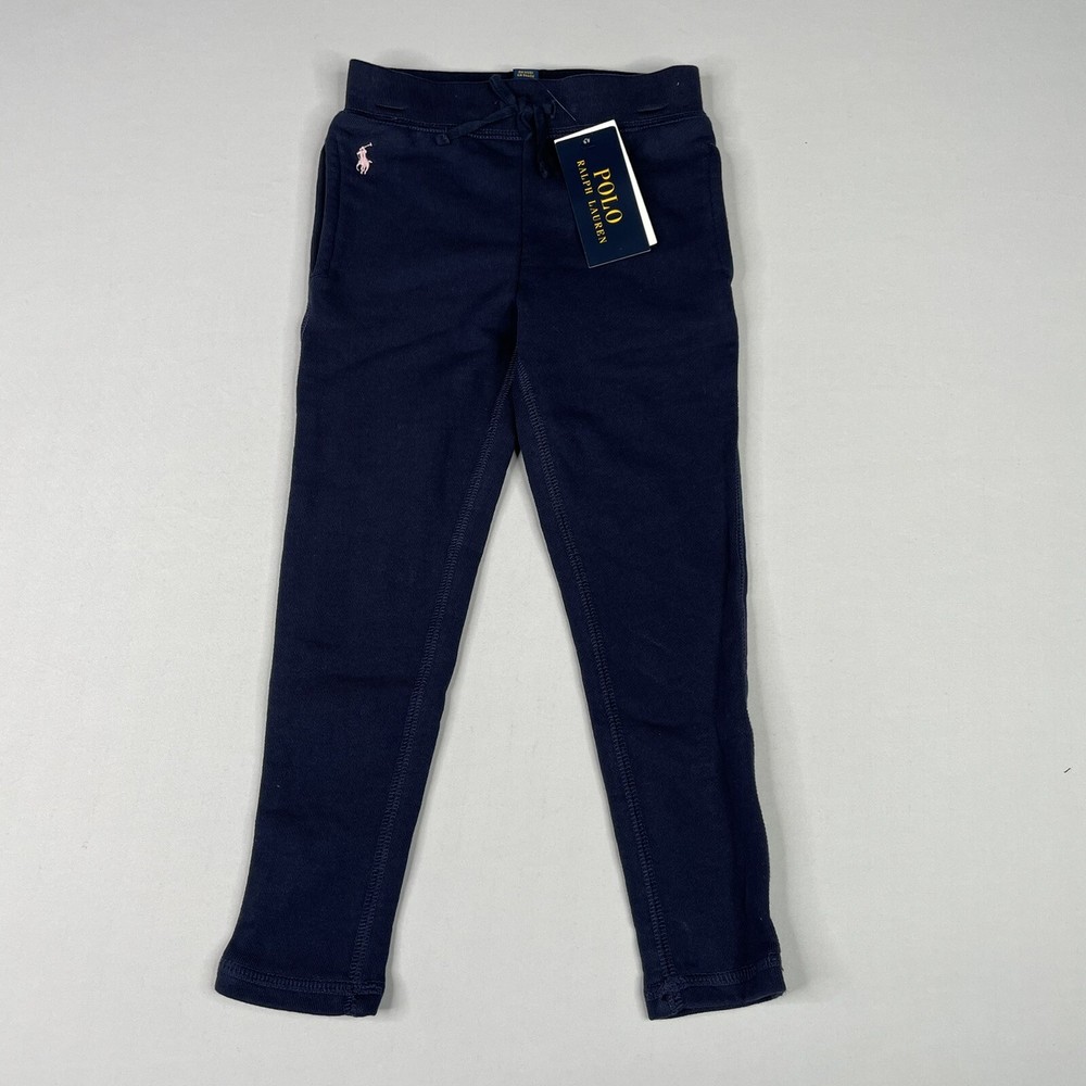 Polo Ralph Lauren Girls 3T Navy Sweatpants Skinny Leg, Pink Small Horse