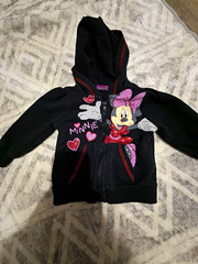 Disney Princess Minnie Mouse Girls Black Zip Hooded Fleece Jacket Size 4