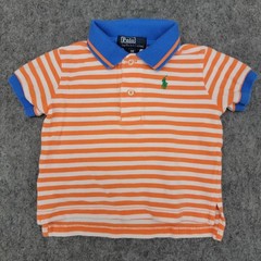 Polo Ralph Lauren Polo Shirt Boys 9M Orange Striped Blue Collar Pony Logo Infant