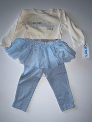 NWT Baby Girl Princess Era Bodysuit & Tutu Pant Set – Blue/Ivory Size 9 Months