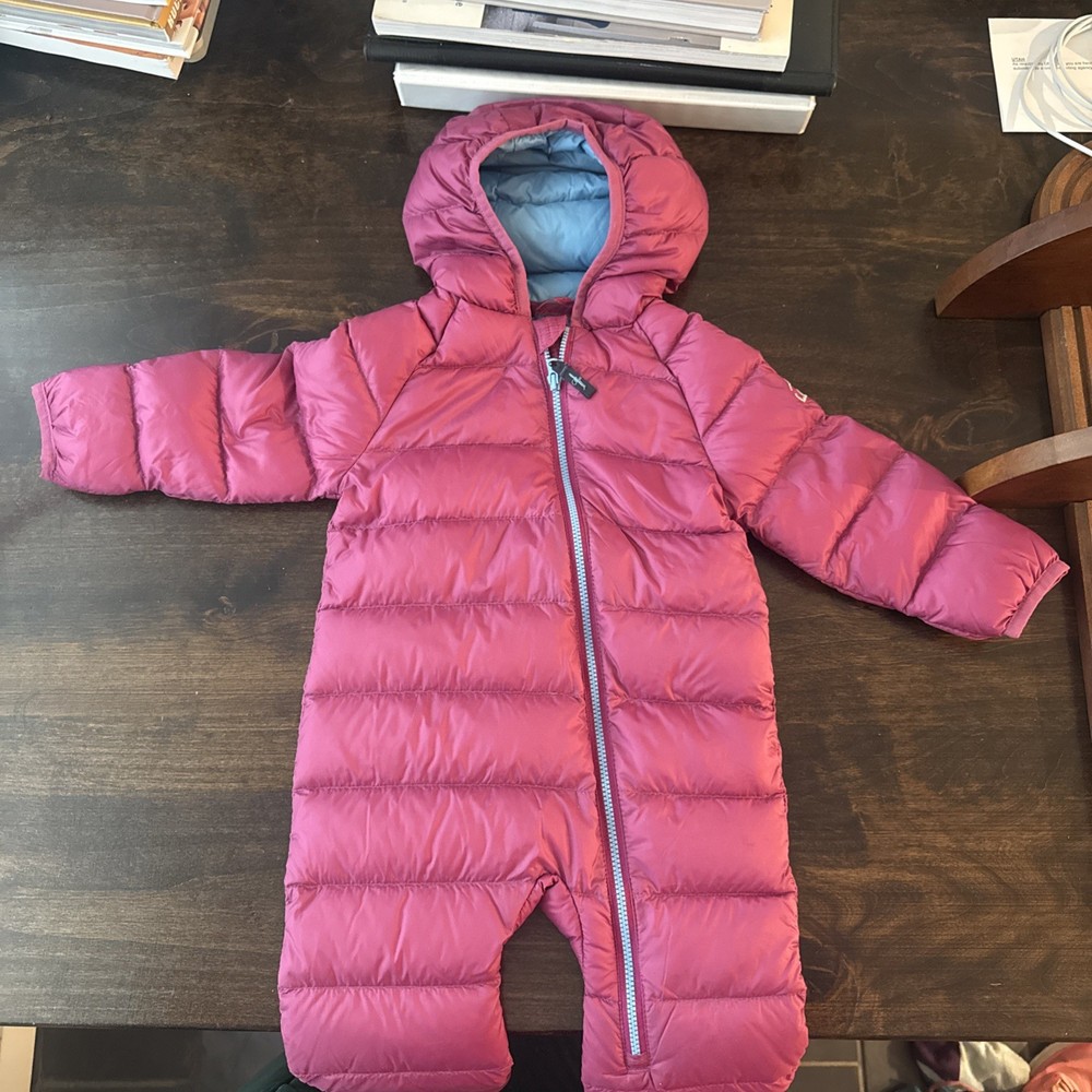 L.L. Bean Ultralight 650 Down Snowsuit Ages 3-6 Months Pink Infant Bunting