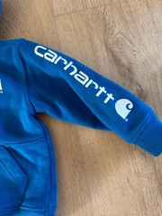 Carhartt Toddler 2T Blue Quarter Zip Hoodie Sweatshirt Fleece Logo Pullover